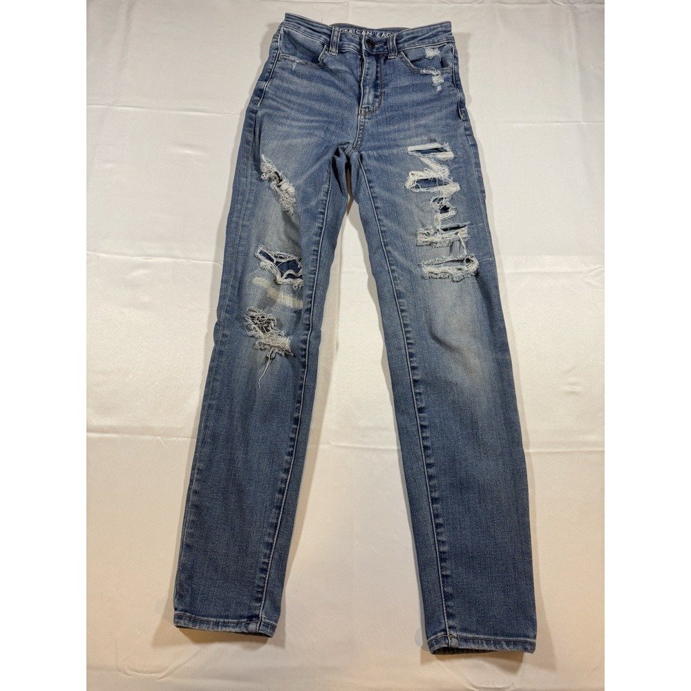American Eagle High Rise Jeggings Womens 00 Distressed Super Stretch